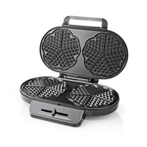 Nedis Vaffeljern KAWP110FBK - waffle maker - black / silver