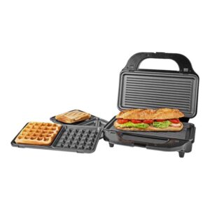 Nedis Vaffeljern KAMG120FBK - sandwich maker / waffle maker / grill - black / silver